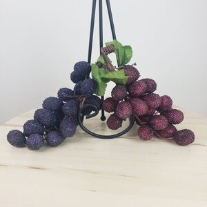Vintage Beaded Faux Berry Clusters Burgandy Purple Cottagecore Farmhouse Retro